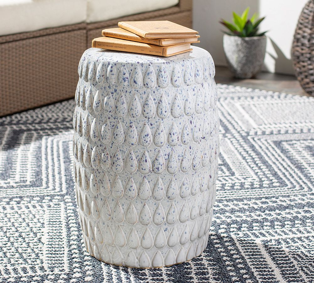 Charles Ceramic Round Outdoor Accent Table | Pottery Barn