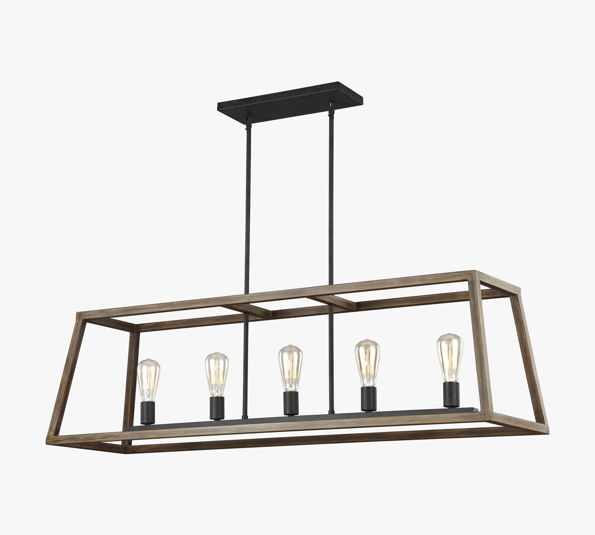 Buford Iron & Wood Linear Chandelier (50")