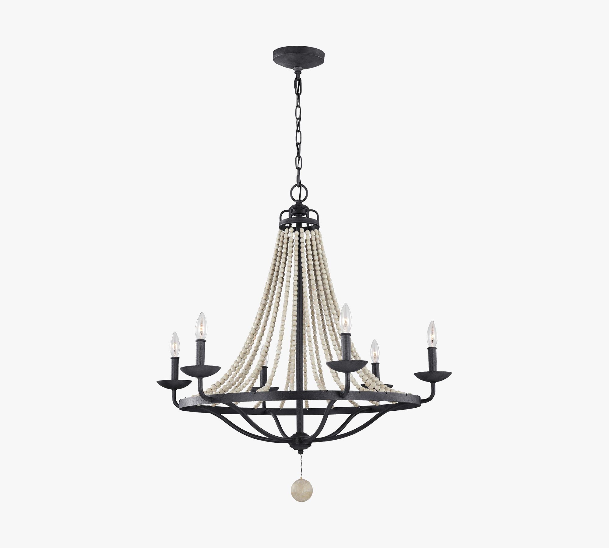 Nadine Metal & Wood Bead Chandelier (15"-33")