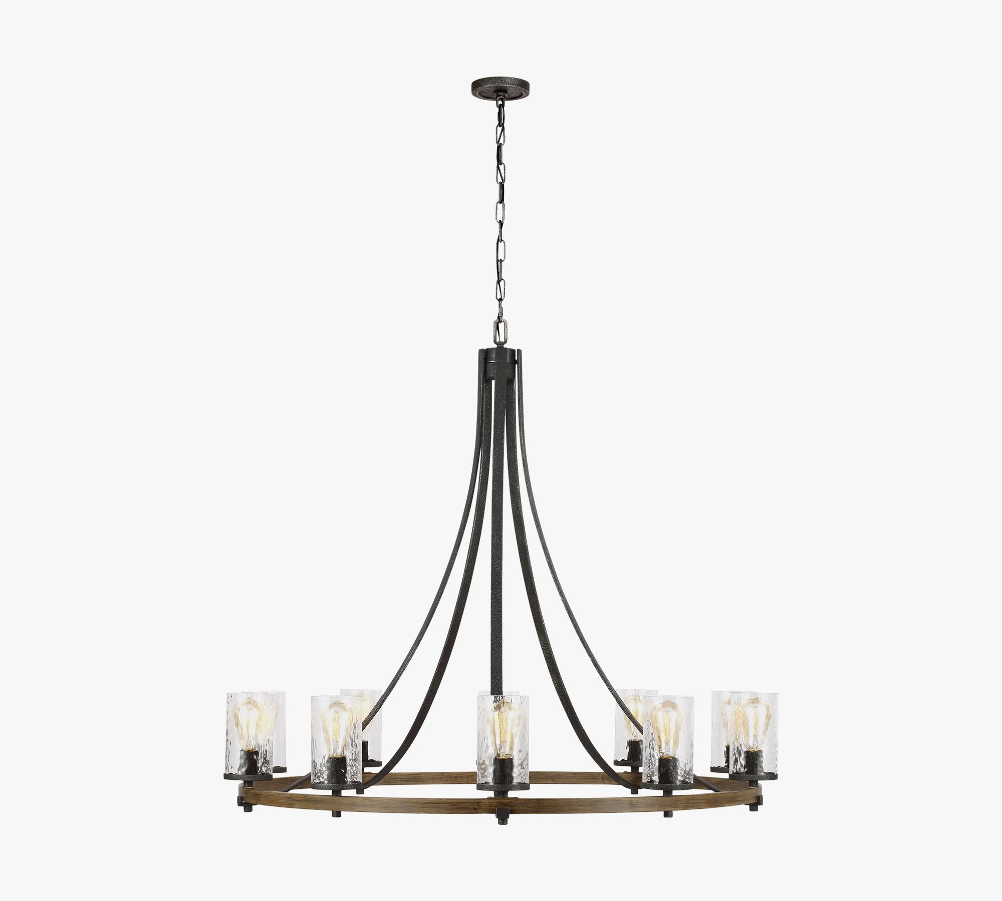 Steffens Iron & Textured Glass Chandelier (24"-48")