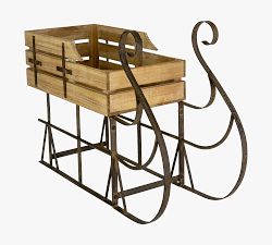 Wood &amp; Metal Decorative Sled