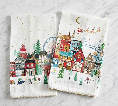 Pottery barn christmas towels sale