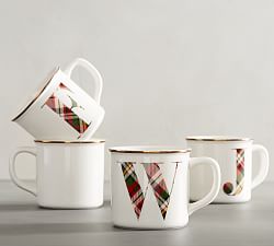 Plaid Alphabet Stoneware Mug