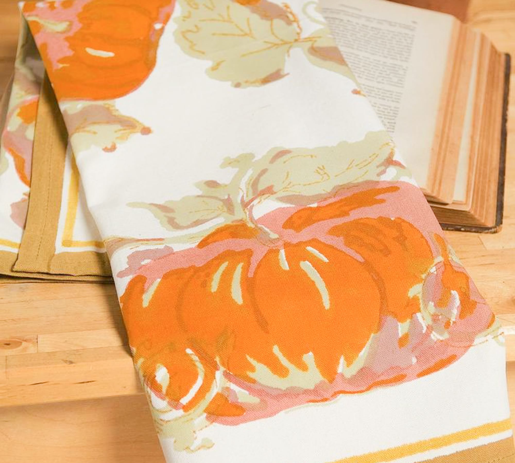 Pumpkin Printed Cotton Tea Towels - Set of 3