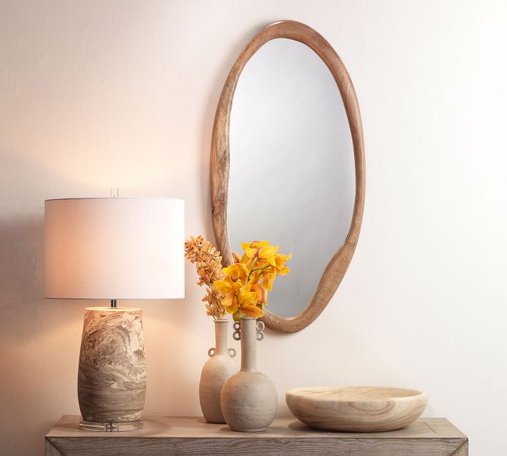 Alora Natural Wooden Oval Wall Mirror Pottery Barn