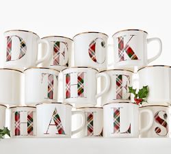 Plaid Alphabet Stoneware Mug