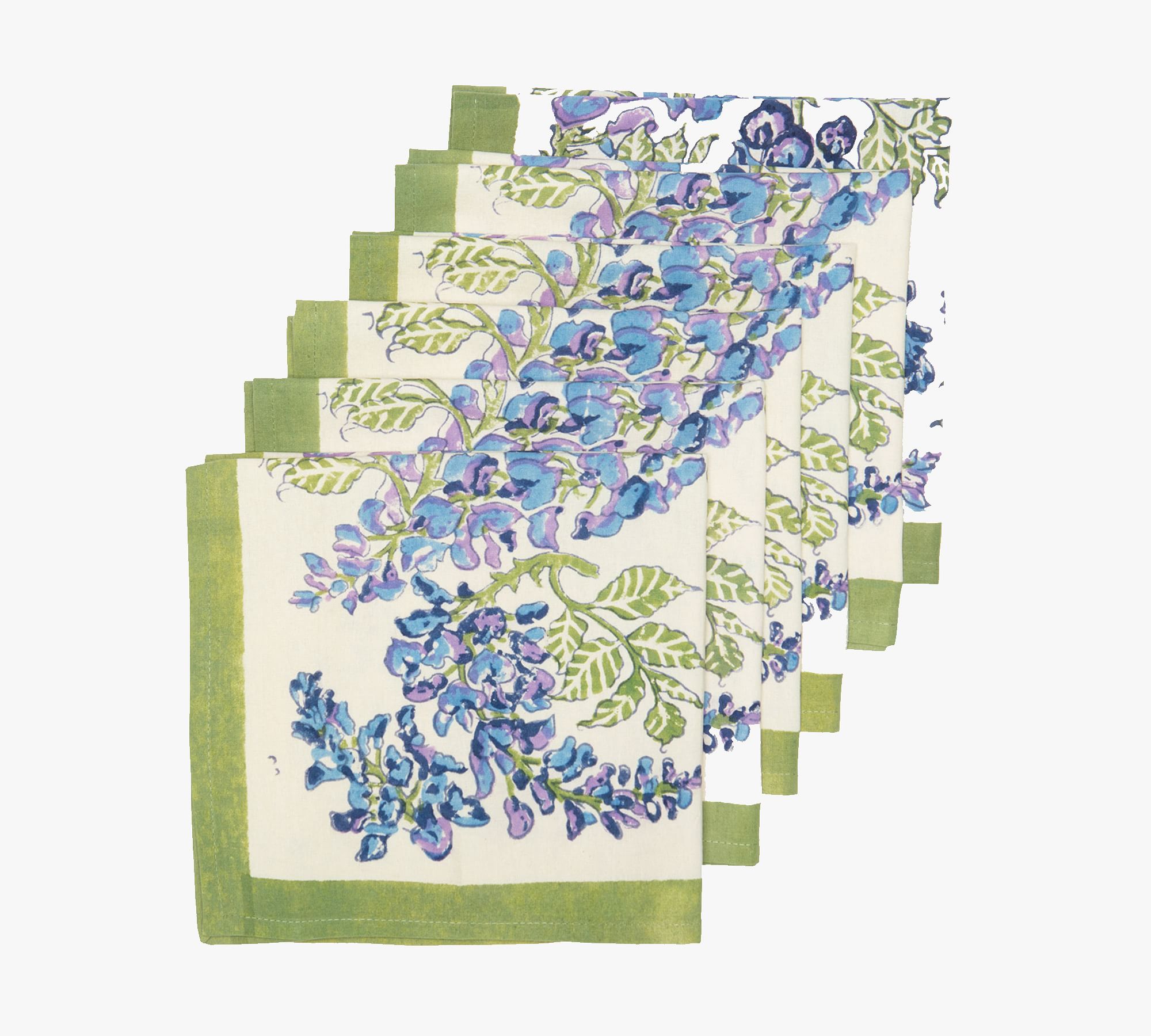 Wisteria Blockprint Cotton Napkins - Set of 6