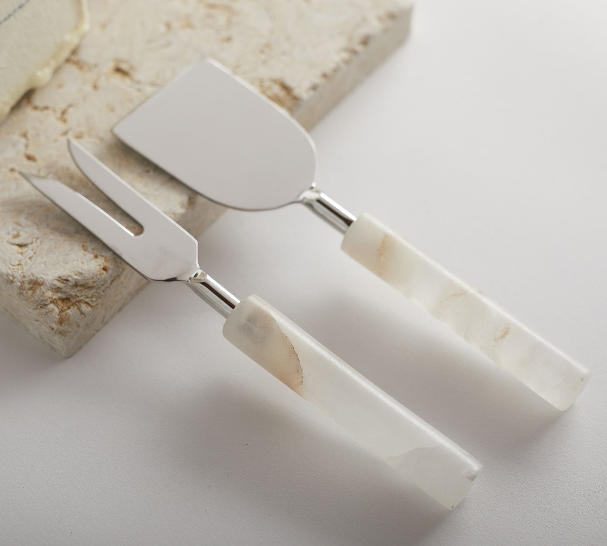 Alabaster Cheese Knives - Set of 2