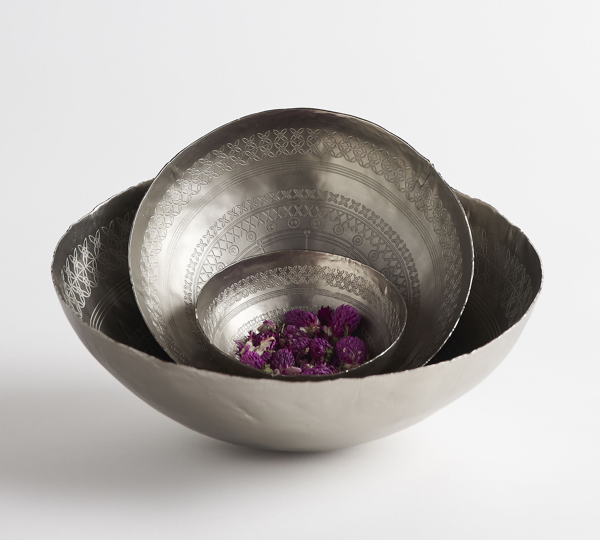 Naya Handmade Aluminum Nesting Serving Bowls - Set of 3