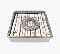 Silver Wreath Recycled Sandcast Aluminum Napkin Holder Set