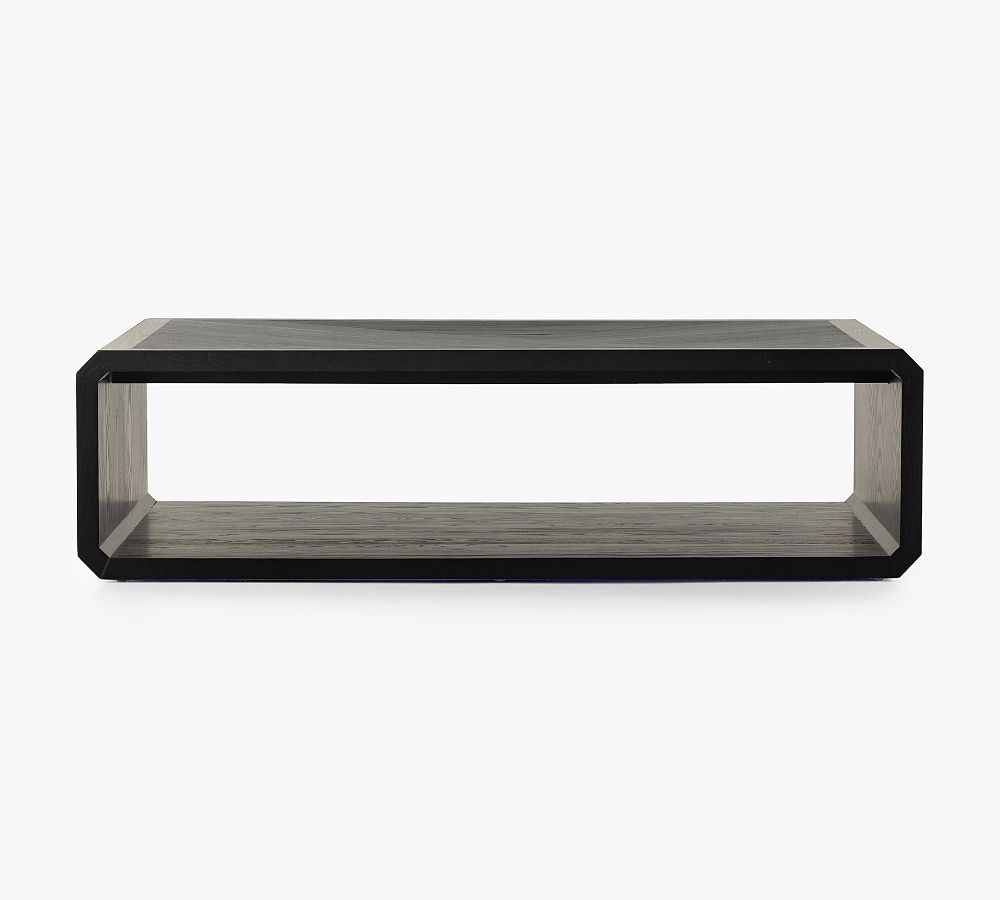 Rectangular Black Ash Wood Outdoor Coffee Table with Storage