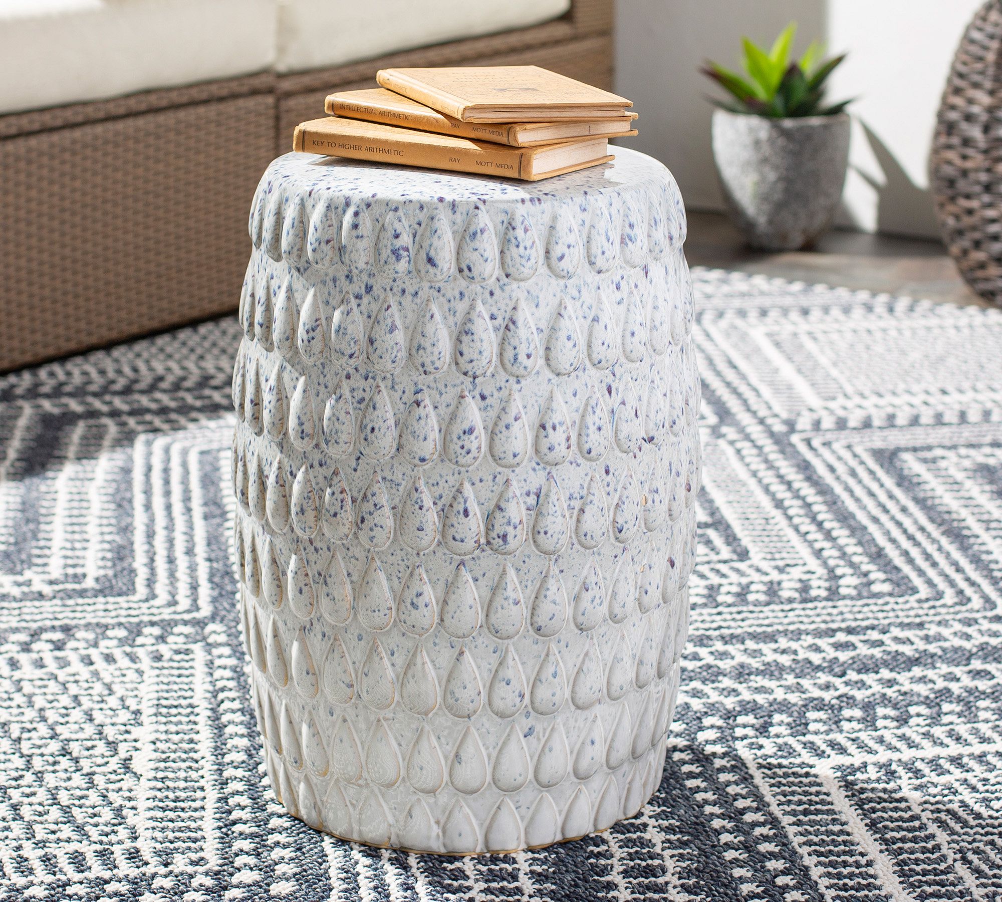 Charles Ceramic Round Outdoor Accent Table