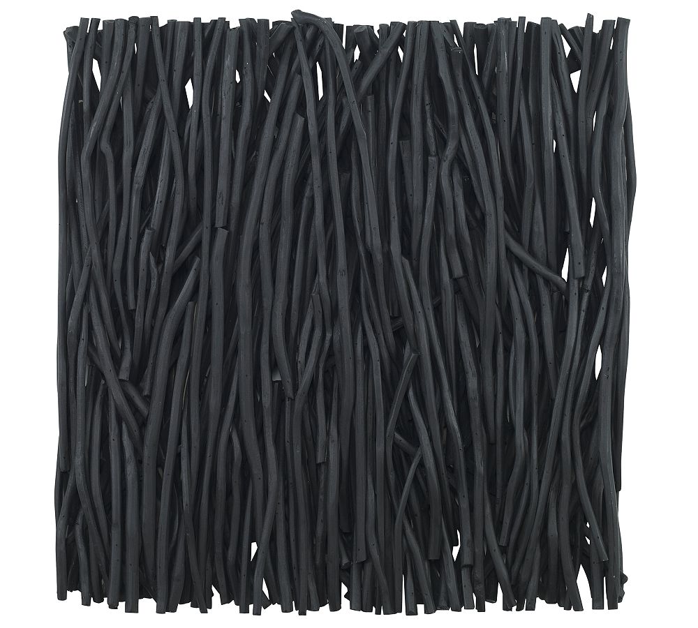 Black Teak Wood Organic Wall Panel Sculpture
