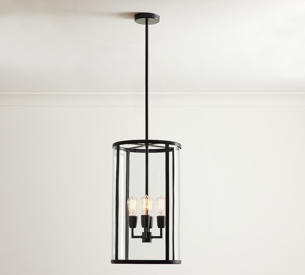 Manor Outdoor Glass &amp; Iron Cylinder Pendant (14&quot;)