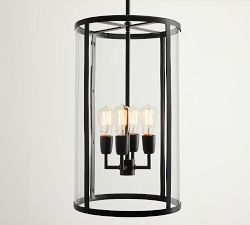 Manor Outdoor Glass &amp; Iron Cylinder Pendant (14&quot;)