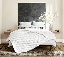 POTTERY BARN Full QUEEN COTTON MELANGE shops white Quilt