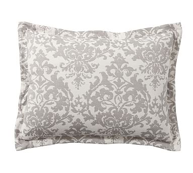 New POTTERY BARN Jacquard Linen Medallion KING sale Duvet & 2 Euro Shams