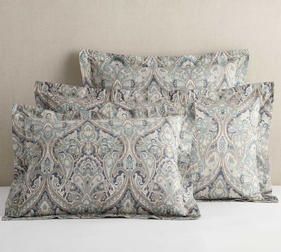 Blue Mackenna Paisley Percale Patterned Duvet Cover Sham Pottery Barn