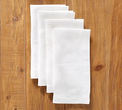 Classic Belgian Flax Linen Hemstitch Napkins - Set of 4