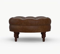 Martin Round Leather Ottoman