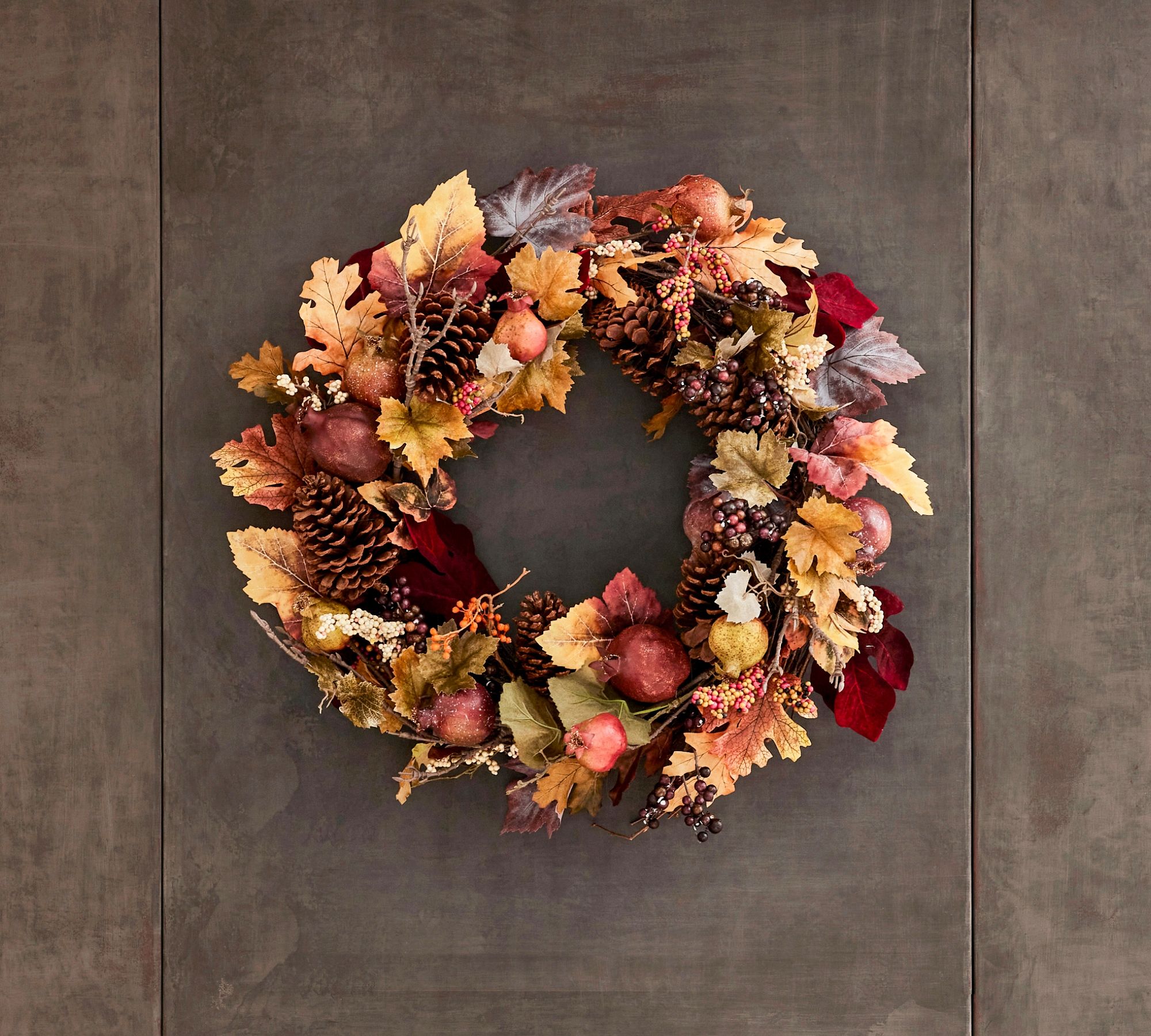 Faux Pomegranate & Pinecone Wreath