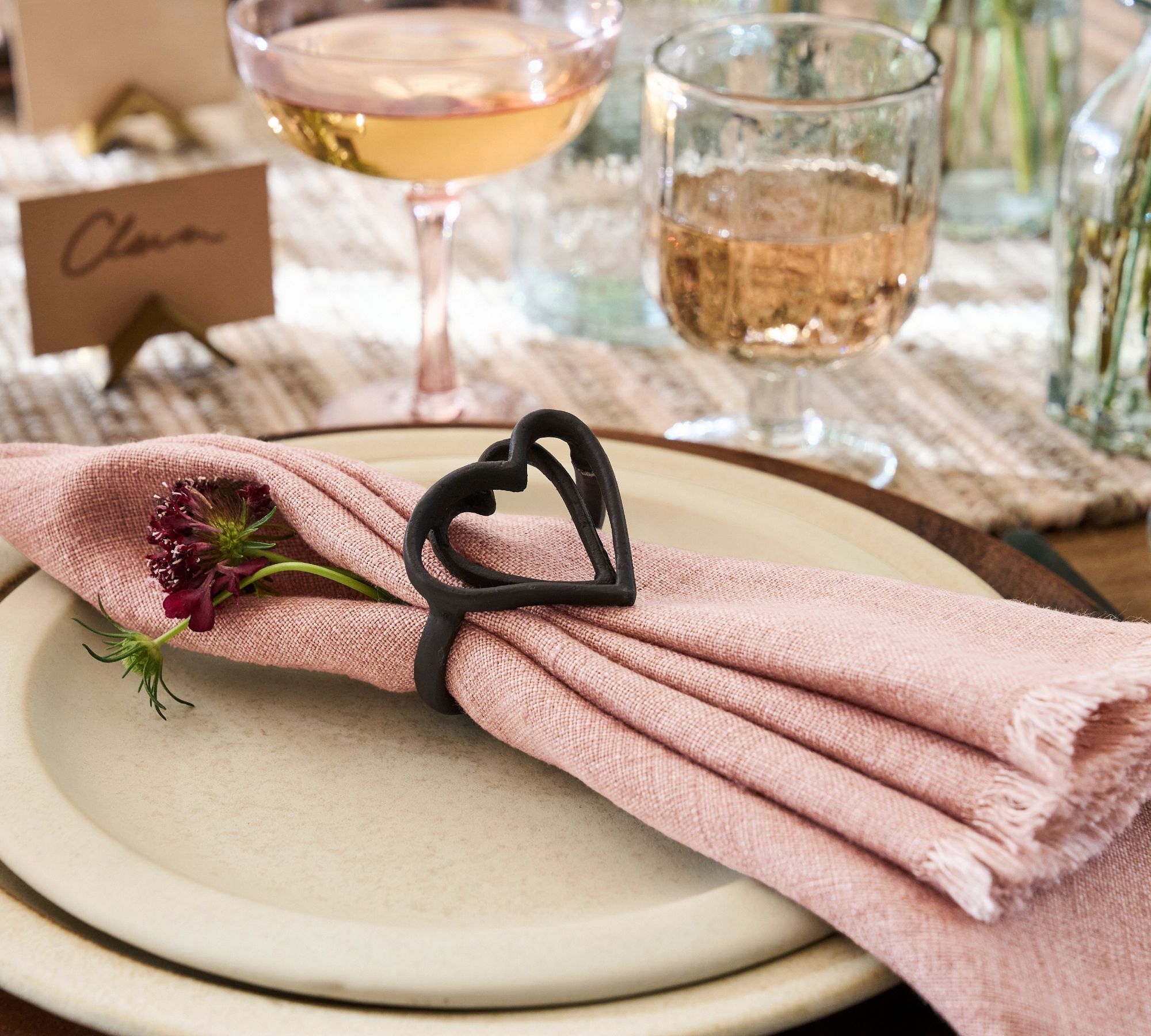 Interlocking Hearts Napkin Rings - Set of 4