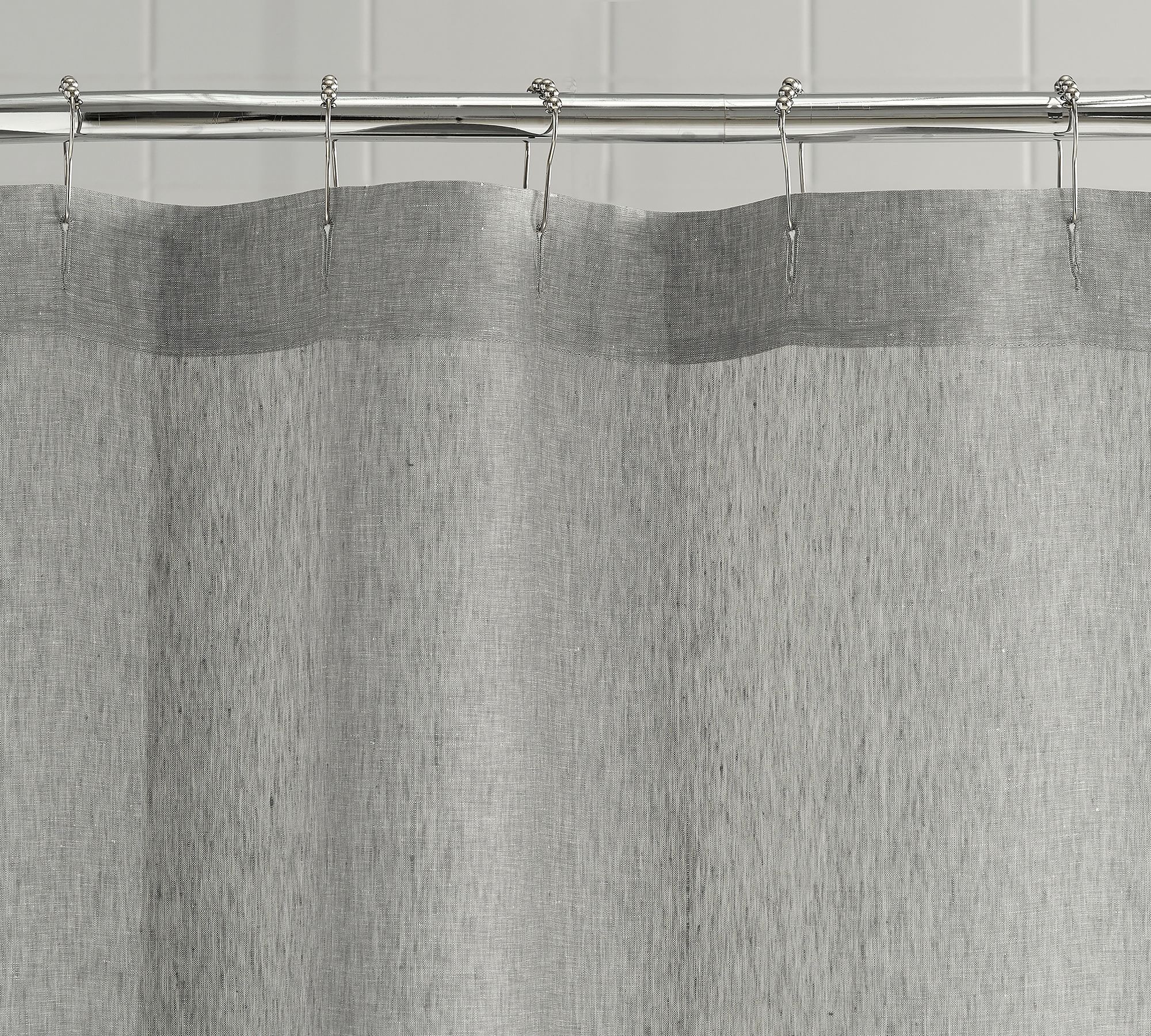 Pottery Barn Belgian Flac Linen Hemstitch shops Shower Curtain.