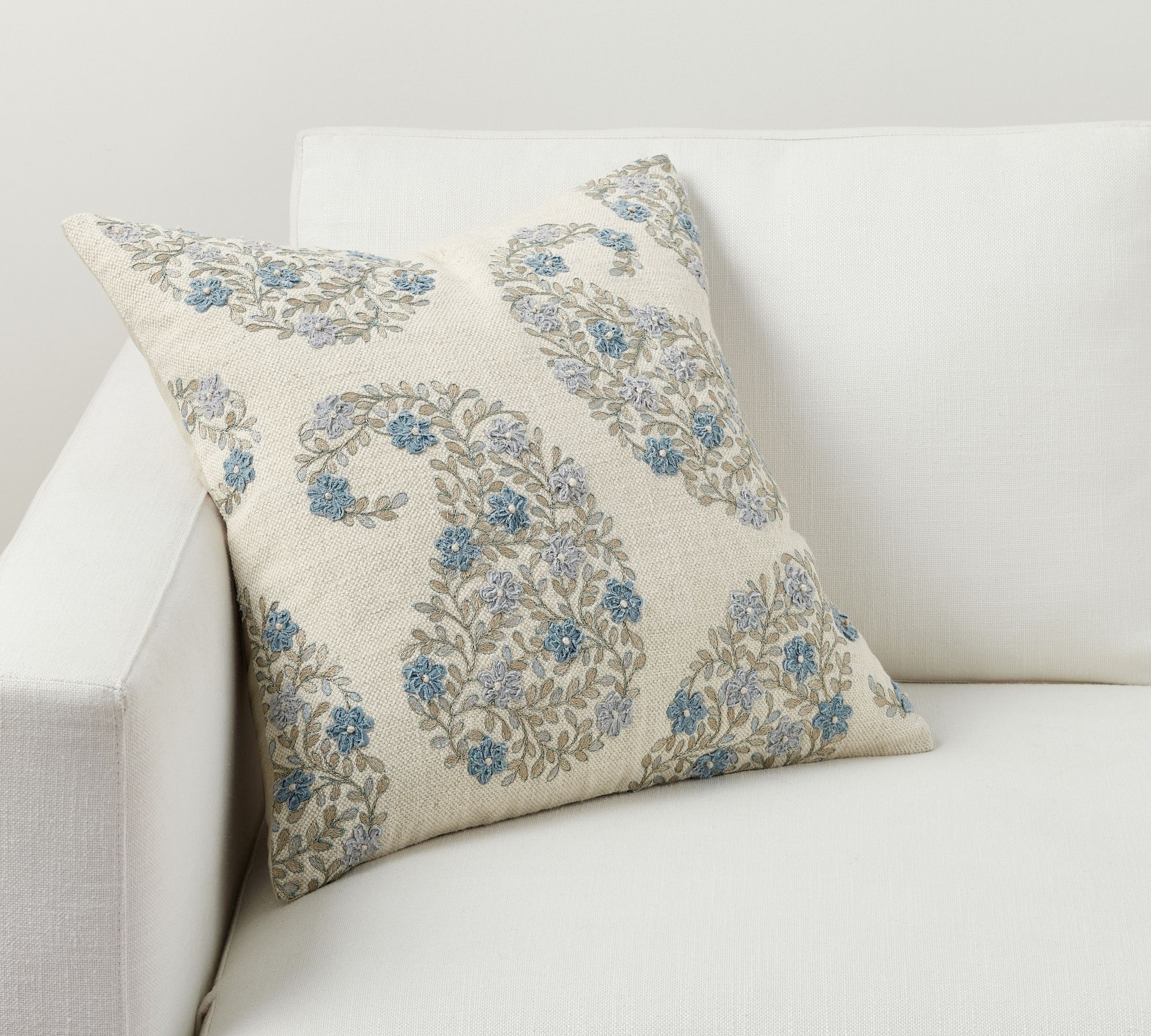 Jolyn Paisley Embroidered Pillow