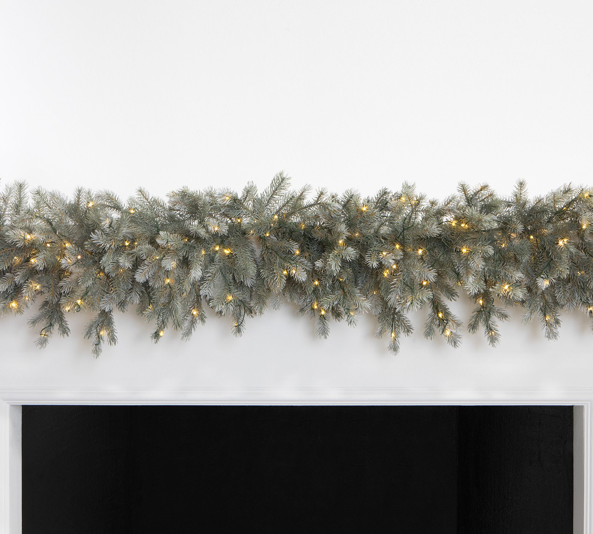 Faux Lit Gray Spruce Garlands - Set of 2