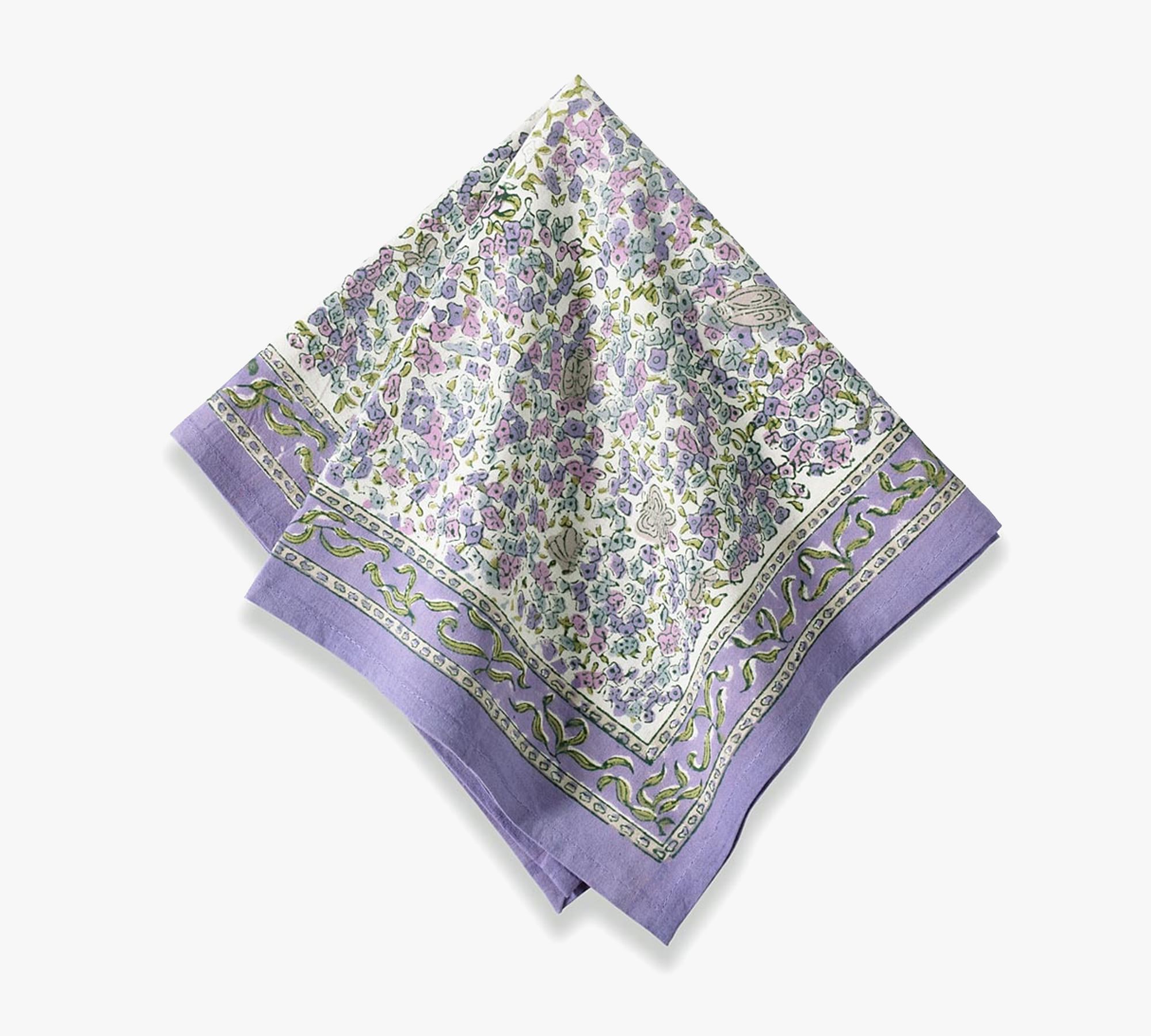 Lavender Blockprint Cotton Napkins - Set of 6