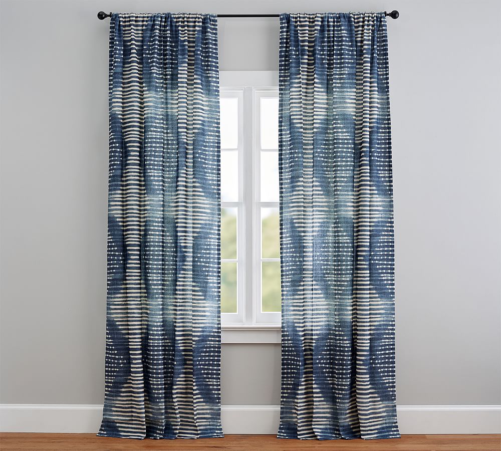 Shibori Diamond Linen Cotton Rod Pocket Curtain