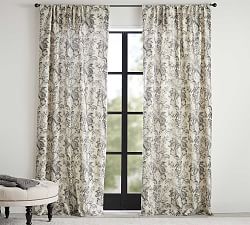 Thea Print Linen Cotton Rod Pocket Curtain