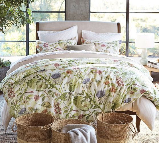 Pottery Barn Botanical Garden Organic Percale deals Duvet Cover Set