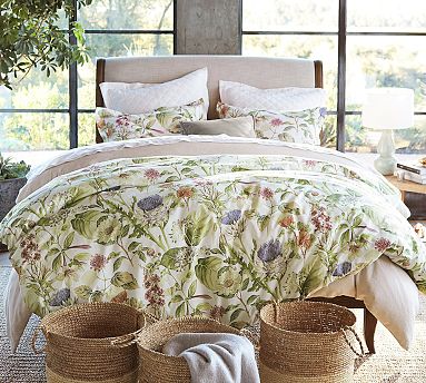 Pottery Barn Red Poppies Queen/Full Duvet, 1 deals Euro Sham, and 2 Standard Shams