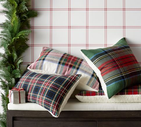 Pottery barn hamilton plaid pillow cover best sale