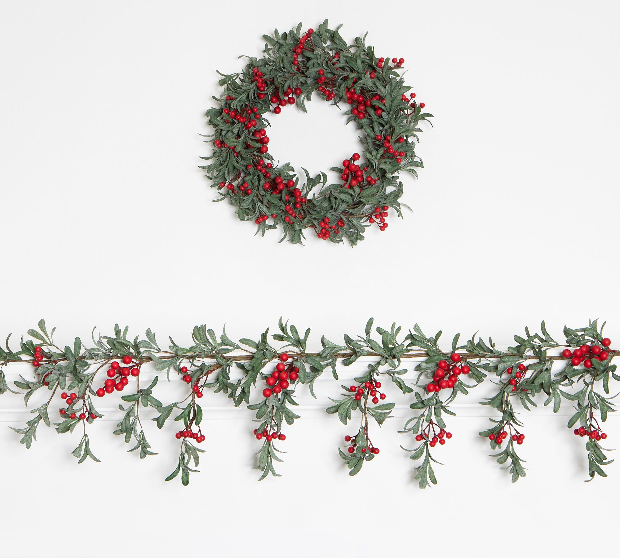 Faux Berry & Leaf Wreath & Garlands