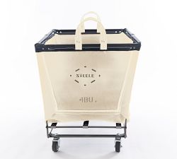 Extra Large Rectangle Canvas Laundry Basket with Wheels