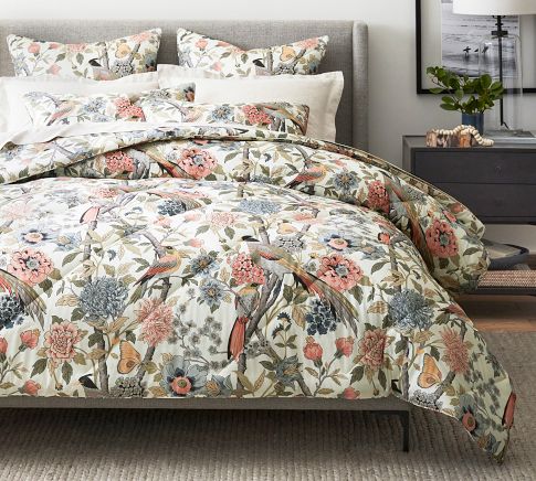 Pottery Barn Gemma Rose on sale King Duvet and Shams