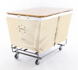 Extra Large Rectangle Canvas Laundry Basket with Wheels