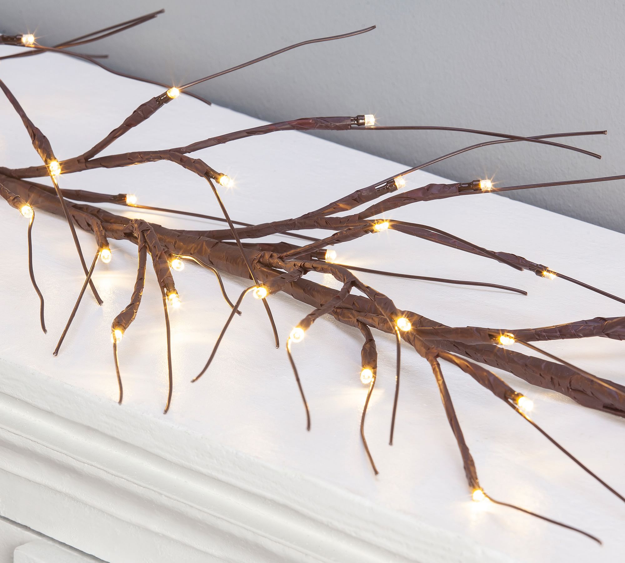 Faux Twig Garland With LED Lights, Set of 2