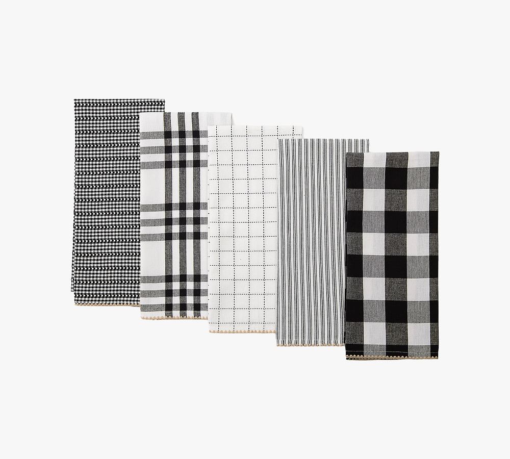Farmhouse Woven Cotton Kitchen Towels - Set of 5