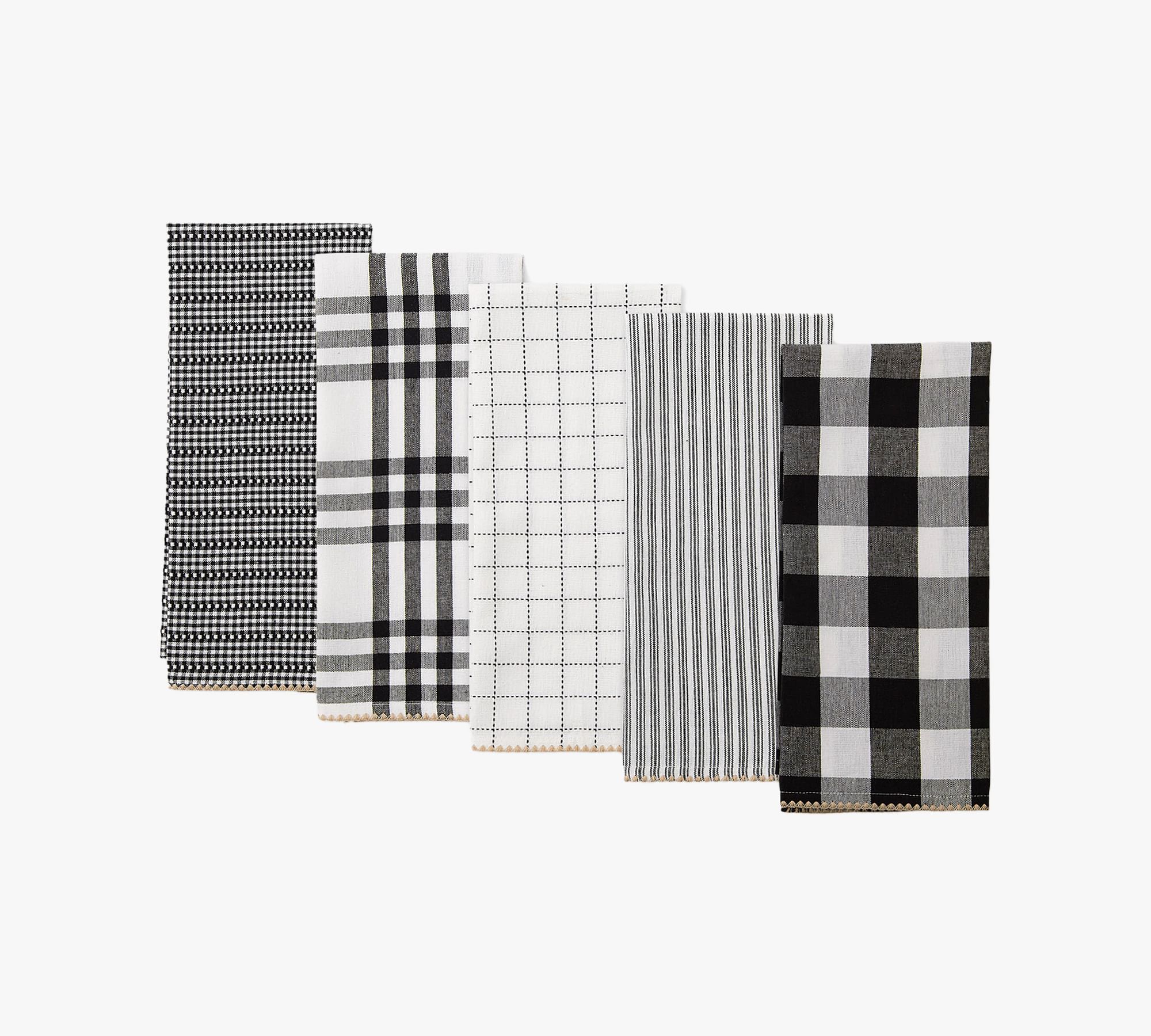 Farmhouse Woven Cotton Kitchen Towels - Set of 5