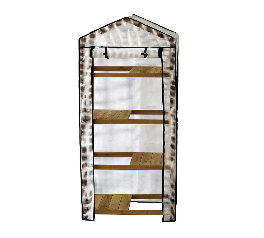Wooden Greenhouse with Cover - Natural color