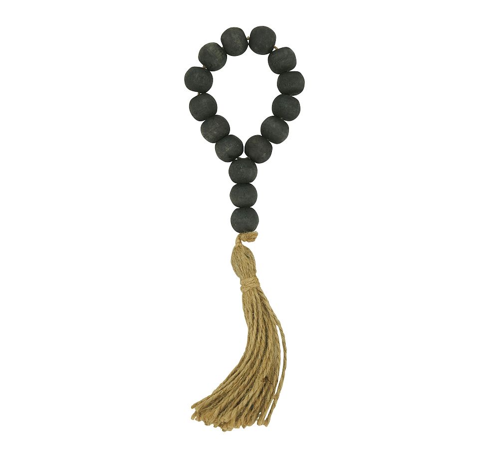 Black Beaded Tassel Napkin Ring, Set of 4