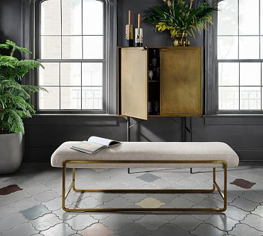 Brass upholstered bench hotsell