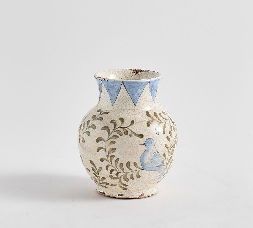 Handcrafted Bird Print Vase