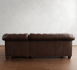 Chesterfield Roll Arm Leather Chaise Sectional (90&quot;)