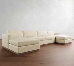 Carmel Recessed Arm Wood Base Double Chaise Sectional (141&quot;&ndash;174&quot;)