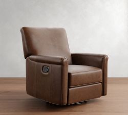 Irving Roll Arm Leather Swivel Recliner