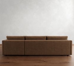 Carmel Slim Arm Leather Chaise Sectional (106&quot;&ndash;129&quot;)